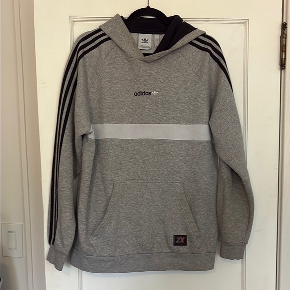 Adidas Men's Gray Hoodie with Black Stripes - Picture 1 of 1